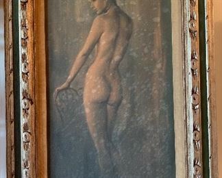 Nude print by Leo Jansen, Dutch artist 1970s or 80’s, known for his celebrity portraitures and nude paintings of Playboy Playmates of the Month”
Size: Art 16-1/2 x 31-1/2”
Frame 23-1/2” x 38”