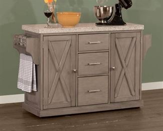Hillsdale Furniture Brigham Kitchen Island with Granite Top in Grey