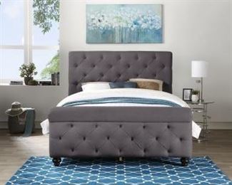 Homelegance Titan Importer Upholstered Bed Frame in Grey (Queen)