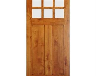 36 in. x 80 in. Craftsman 2-Panel 6-Lite Clear Low-E Knotty Alder Unfinished Wood Front Door Slab