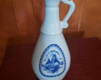 Milk Glass Decanter Windmill Farm Dutch