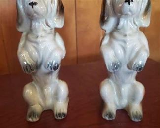 Vintage Ceramic Dog Figure with Carnival Shine Paint