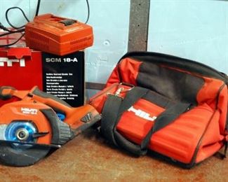 HIlti Cordless Hand Held Circular Saw Model #SCM18-A Includes 8v Lithium Ion Batteries Battery Charger, Carrying Case and Original Box