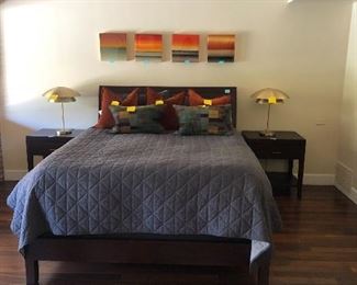crate and barrell queen bed and nightstands
