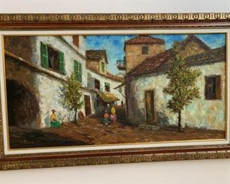 large vintage oil painting