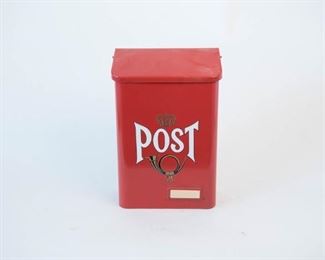 Vintage Red Metal Letter Box POST from Sweden