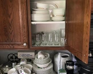 More Pyrex; set of Thompson Pottery ("Floral Garden" pattern).