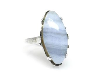 WHIMSICAL BLUE LACE AGATE STERLING SILVER RING