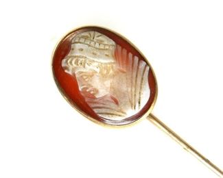 ANTIQUE VICTORIAN CARVED CAMEO STICKPIN