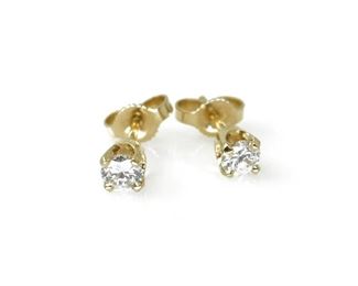 14K GOLD 3.5mm ROUND DIAMOND SOLITAIRE EARRINGS