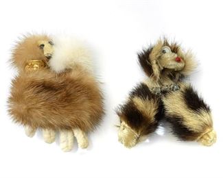 VINTAGE MINK FUR FIGURAL DOG BROOCHES