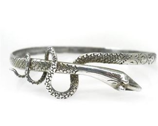 ART DECO 800 SILVER SERPENT SNAKE BRACELET
