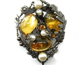 SANDOR VINTAGE LAYERED FLORA & FAUNA BROOCH