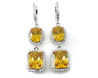 ELEGANT CITRINE YELLOW FACETED EARRINGS