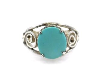 HAND CRAFTED STERLING SILVER & TURQUOISE RING