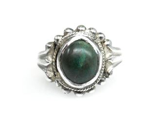 STERLING SILVER & DARK GREEN TURQUOISE RING