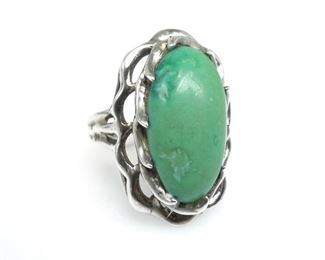JB STERLING SILVER & TURQUOISE HAND CRAFTED RING