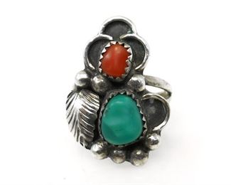 NATIVE AMERICAN NAVAJO STERLING TURQUOISE SIGNED RING