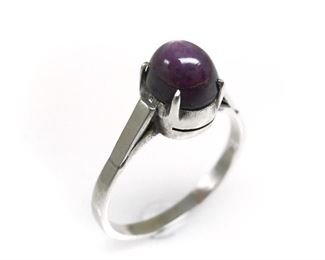 AMETHYST CABOCHON STERLING SILVER RING