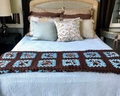 CUSTOM MADE UPHOLSTERED HEAD BOARD. HAND MADE BLANKET MAY NOT BE INCLUDED. SMALL PICTURES ABOVE BED ARE FROM Z GALLERY. Some Linens owner is Keeping