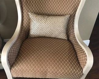 Two Identical Accent Chairs with Beaded Pillow