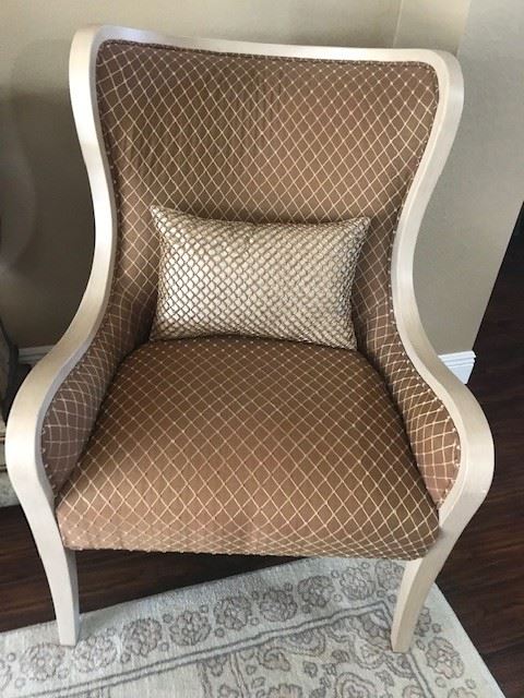 Two Identical Accent Chairs with Beaded Pillow