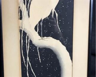 K014 Japanese Egret Painting Signed