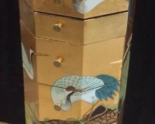 A018 Asian Jewelry Chest Crane Motif