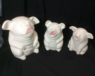 A033 Laurie Gates Pottery Pig Cookie Jars