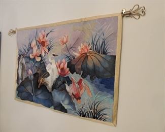 silk tapestry with rod