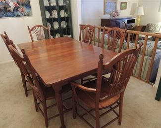 Vintage Seely table with leaves and six chairs