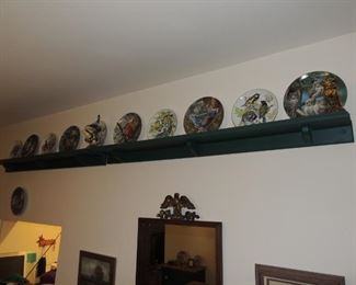 wood shelving and plate collection