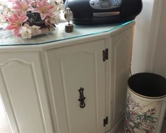 storage cabinet with glass top