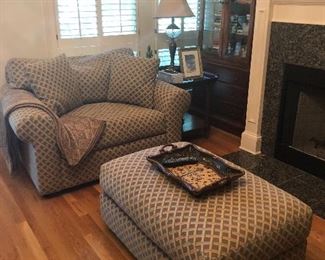 Matching pair of loveseats with ottoman.  