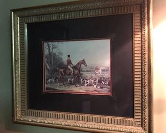 Hunting Scene framed artwork.  Framed Artwork (original & prints) throughout the home.  