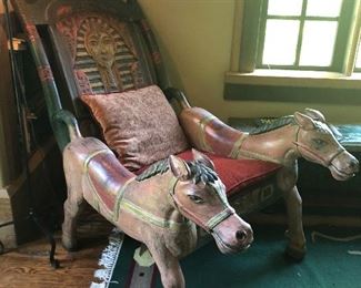 Spectacular chair with wooden horse accents.  