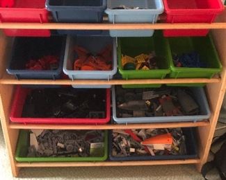 Childcraft Shelving with Bins with more . . . . Legos.