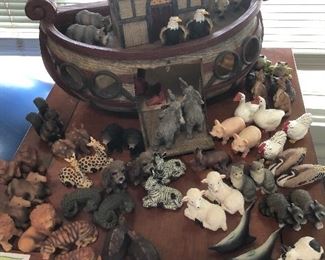 Resin Noah’s Arc with 32 pair of animals. 