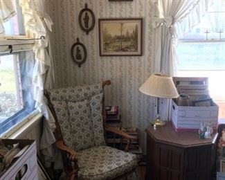 Chair, End Table, Lamp, Wall Art