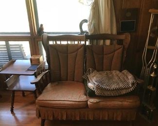 Settee, End Table, Crutches