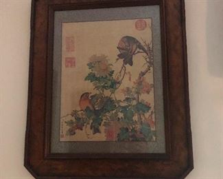 Japanese art depicting birds acting hard to get