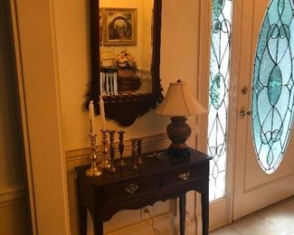 mirror and petite parlor table