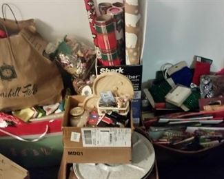 Excellent lot of holiday loot - someone had a wrapping room! lots of paper, bags, tissue, christmas decor items, etc