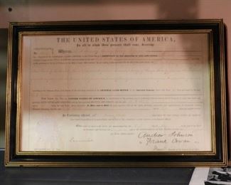 Signed Andrew Johnson most likely signed by office staff