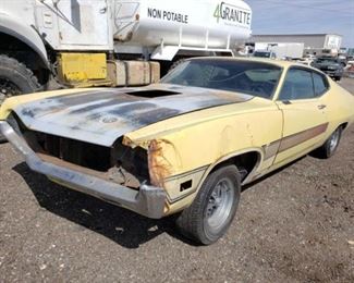 #150: 1970 Ford Fairlane Torino GT Cobra Yellow
VIN FOR38J110256F
California title in hand. 
No current DMV record, so DMV fee will depend upon final selling price, and $70 doc fees. 
