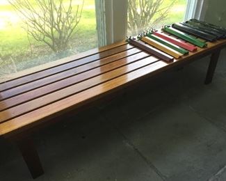 One of two benches or tables. Mid century modern design.