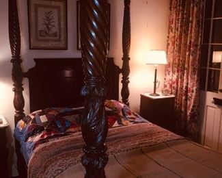 gorgeous carved early four postered canopied bed