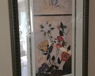 Beautiful framed print of flowers with nice green frame