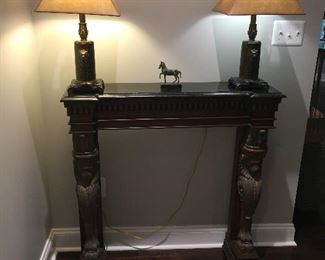 Mantle piece and two lamps