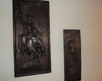 Carved wood decor from Africa.  Don Quixote and Madonna
